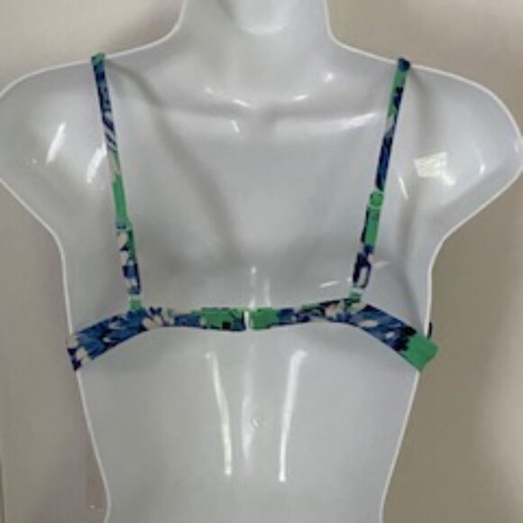 J. Crew Factory Floral Green and Blue V-Neck Bikini Top, Size S - Picture 6 of 7